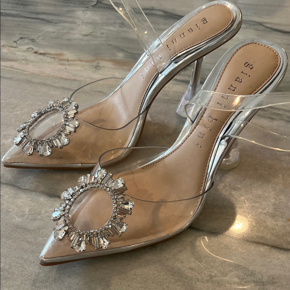Gianni Bini Clear Heels with Crystal Embellishments
